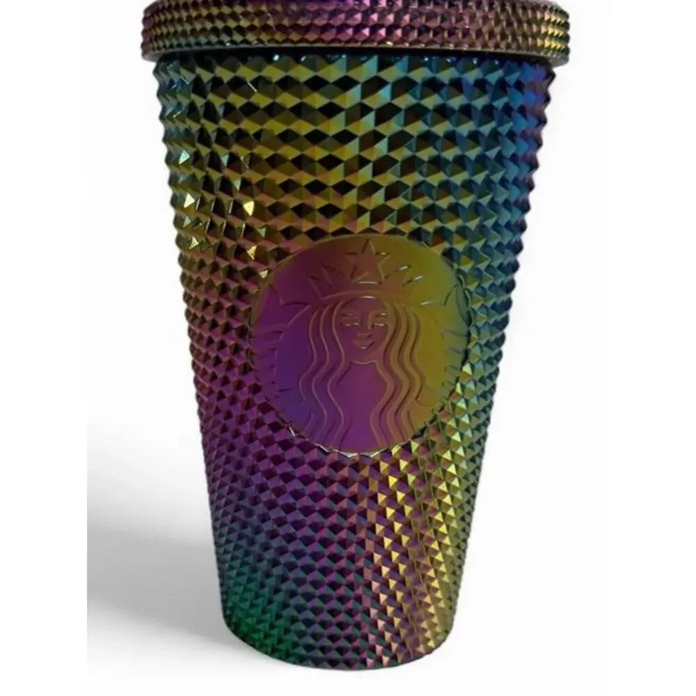 Starbucks Oil Slick Rainbow Studded Tumbler 16oz. Grande Cold Cup Fall 2023